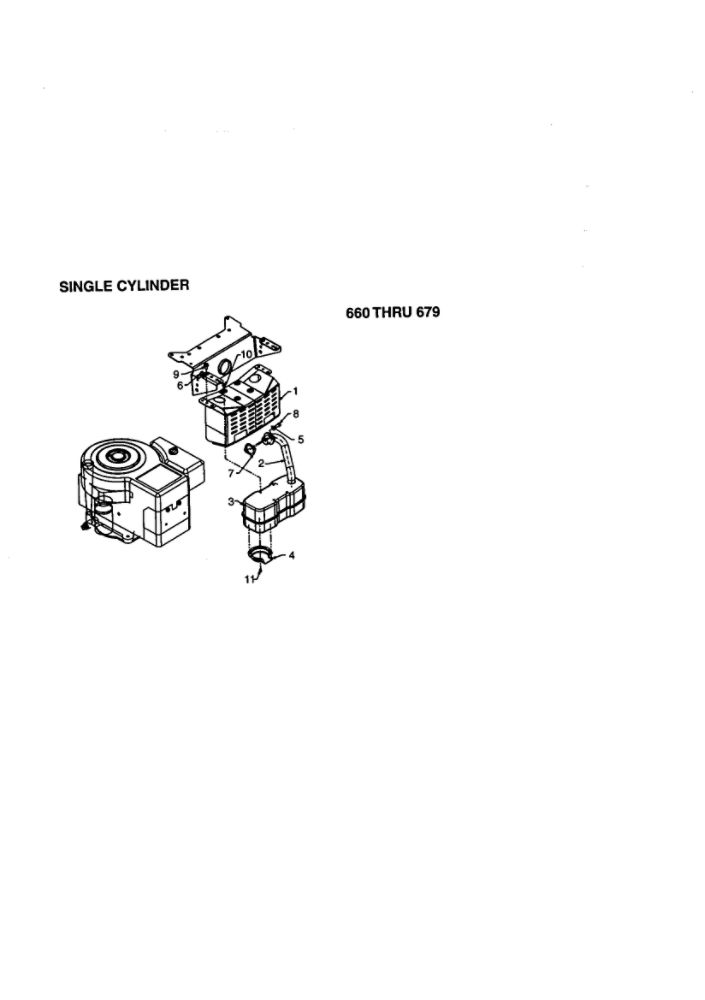 Single Cylinder 2 Diagram and Parts List for 665  MTD Lawn Tractor
