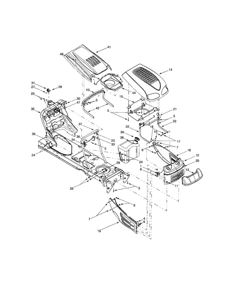 Tractor Body 1 Diagram and Parts List for 607  MTD Lawn Tractor