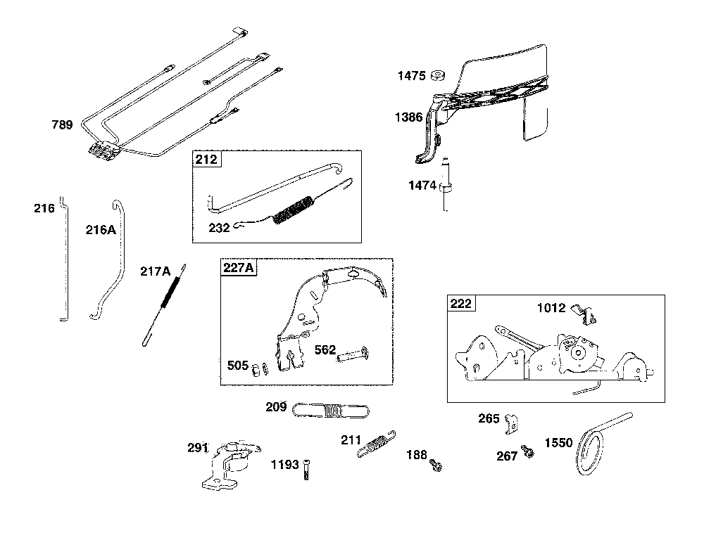 Controls Diagram and Parts List for 17ADFACS093  MTD Lawn Mower