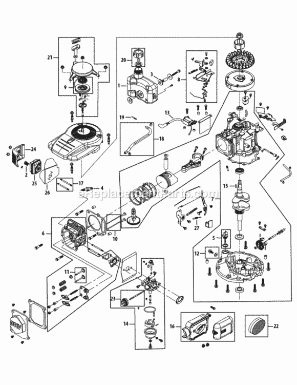 Engine_Assembly_1P61N0 Diagram and Parts List for 1P61N0  MTD Engine