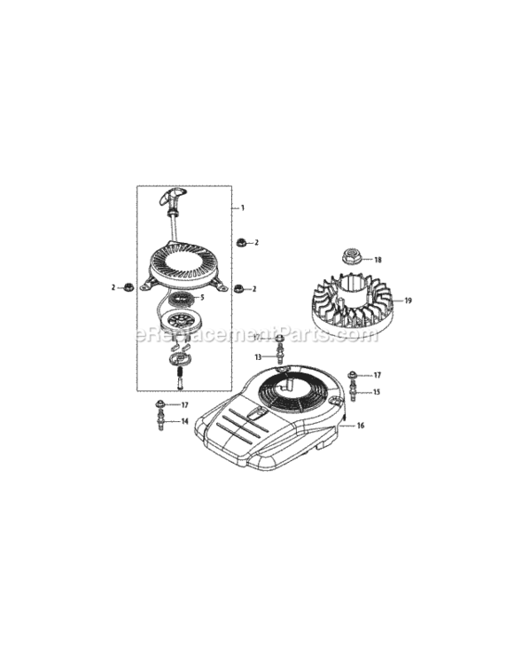 1P65B0B-1_Flywheel_And_Shroud Diagram and Parts List for 1P65B0B 2011 MTD Engine
