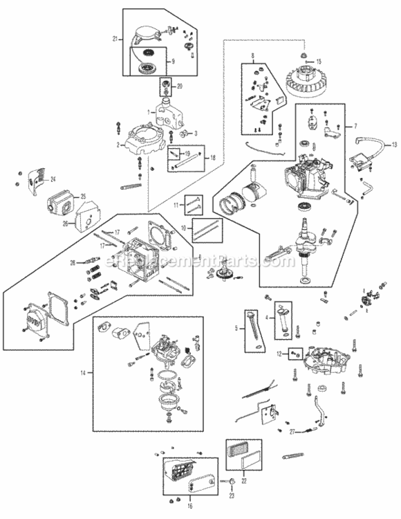Engine_Assembly_1P65Fua Diagram and Parts List for 1P65FUA  MTD Engine