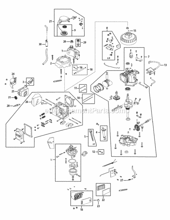 Engine_Assembly_1P65Mc Diagram and Parts List for 1P65MC  MTD Engine