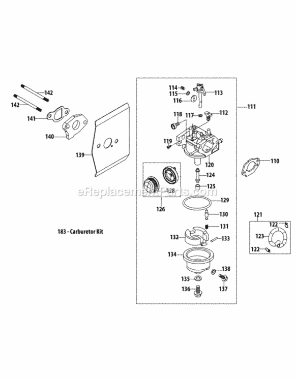 1P65N0A_Carburetor Diagram and Parts List for 1P65N0A  MTD Engine