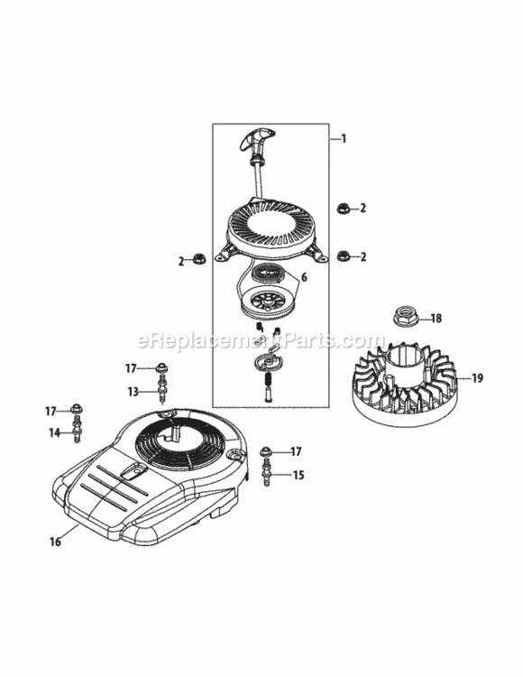 1P65N0A_Flywheel_And_Shroud Diagram and Parts List for 1P65N0A  MTD Engine