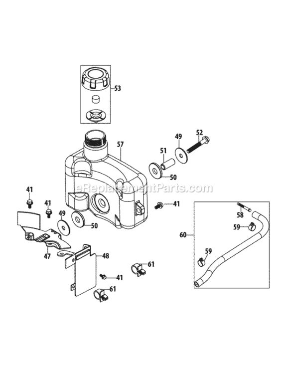 1P65N0A_Fuel_Tank Diagram and Parts List for 1P65N0A  MTD Engine