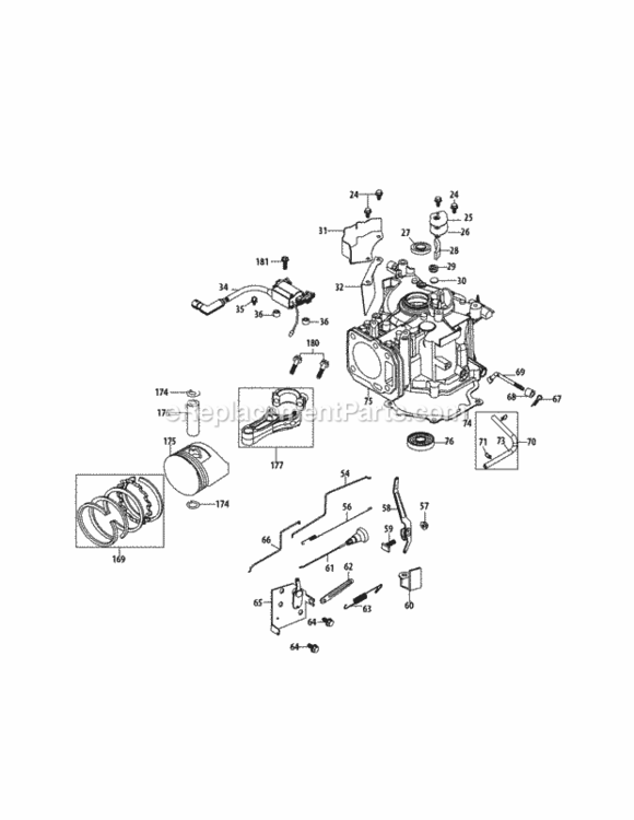 1P65Tg_Crankcase Diagram and Parts List for 1P65TG  MTD Engine