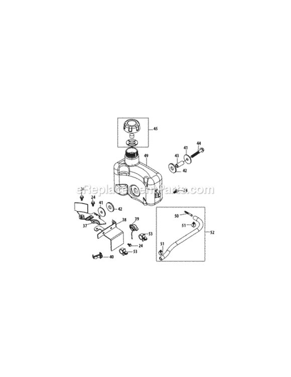 1P65Tg_Fuel_Tank_And_Mounting Diagram and Parts List for 1P65TG  MTD Engine