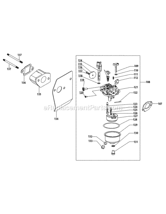 1P70C0A-11_Carburetor Diagram and Parts List for 1P70C0A-11  MTD Engine
