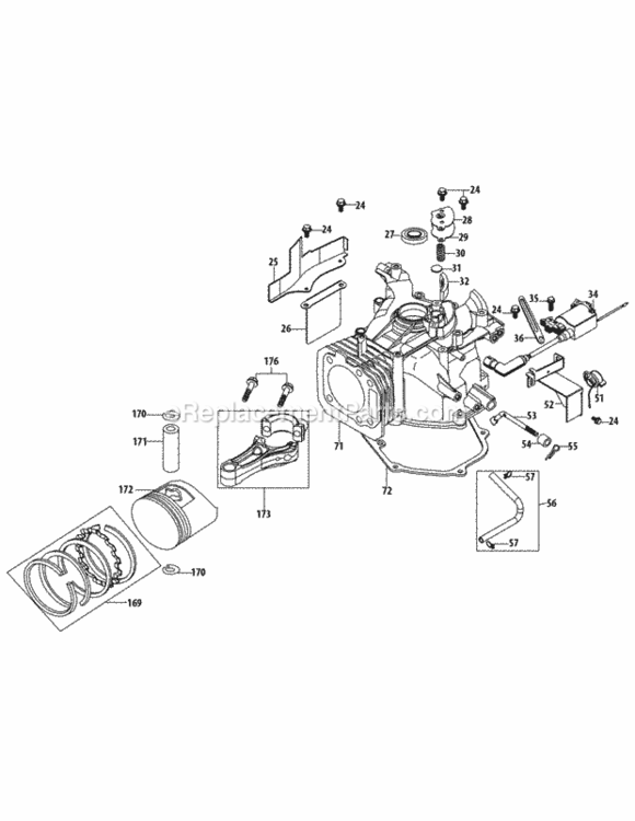 1P70C0A-11_Crankcase Diagram and Parts List for 1P70C0A-11  MTD Engine