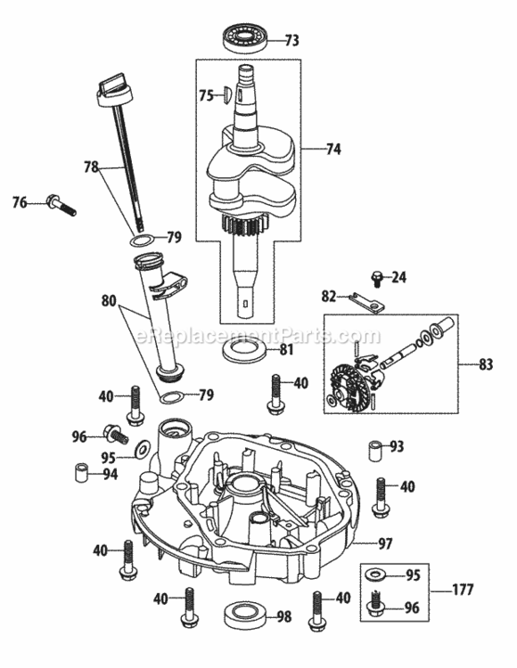 1P70C0A-11_Crankshaft_And_Crankcase_Cover Diagram and Parts List for 1P70C0A-11  MTD Engine