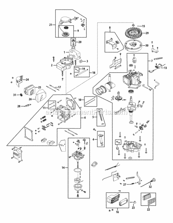 Engine_Assembly_1P70C0 Diagram and Parts List for 1P70C0  MTD Engine