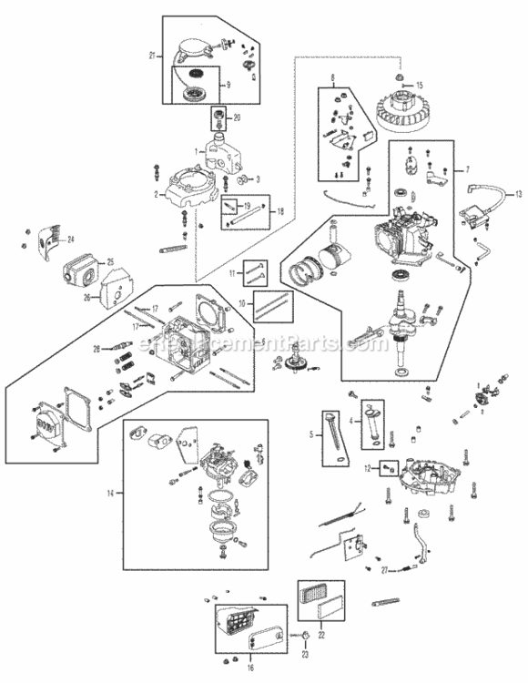 Engine_Assembly_1P70Fua Diagram and Parts List for 1P70FUA  MTD Engine