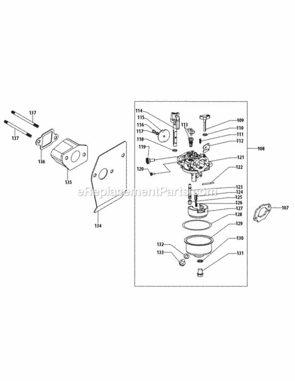 1P70L0A-11_Carburetor Diagram and Parts List for 1P70L0A-11  MTD Engine