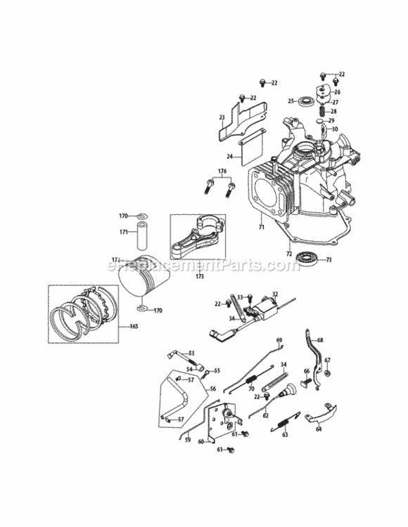 1P70L0A_Crankcase Diagram and Parts List for 1P70L0A  MTD Engine