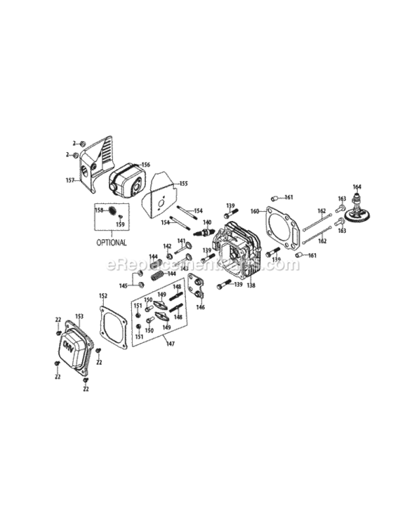1P70L0A_Cylinder_Head Diagram and Parts List for 1P70L0A  MTD Engine