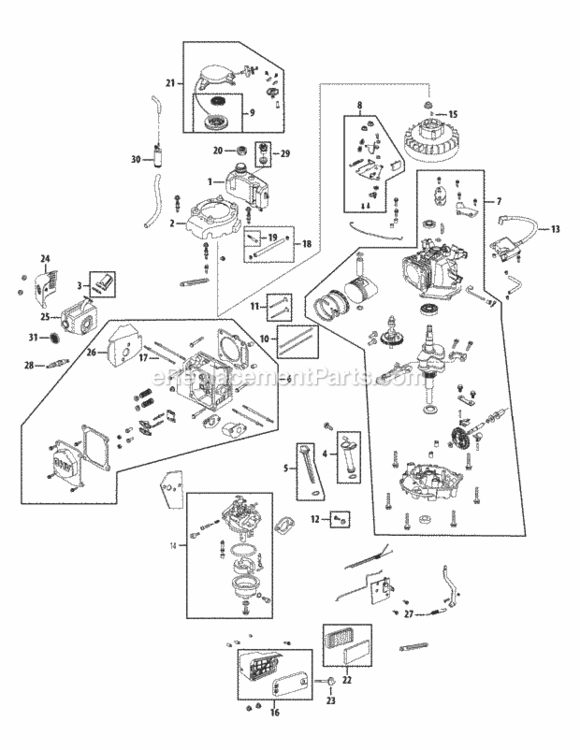 Engine_Assembly_1P70Mc Diagram and Parts List for 1P70MC  MTD Engine