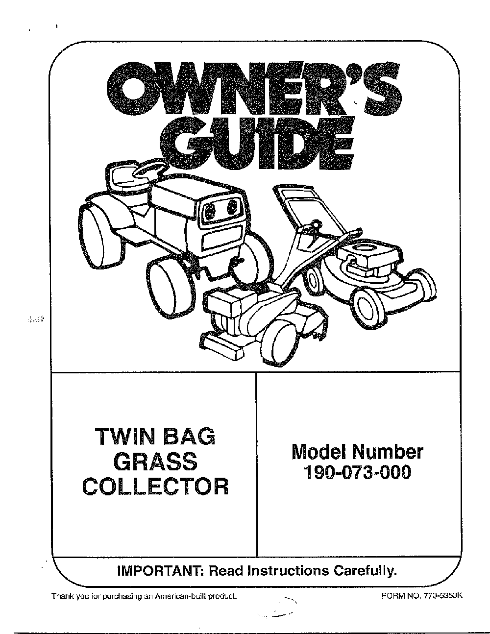 Twin bag grass collector Diagram and Parts List for 190-073-000  MTD Leaf Blower / Vacuum