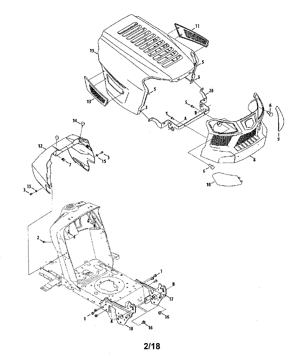 Bumper/hood Diagram and Parts List for 13A878XT299  MTD Lawn Tractor
