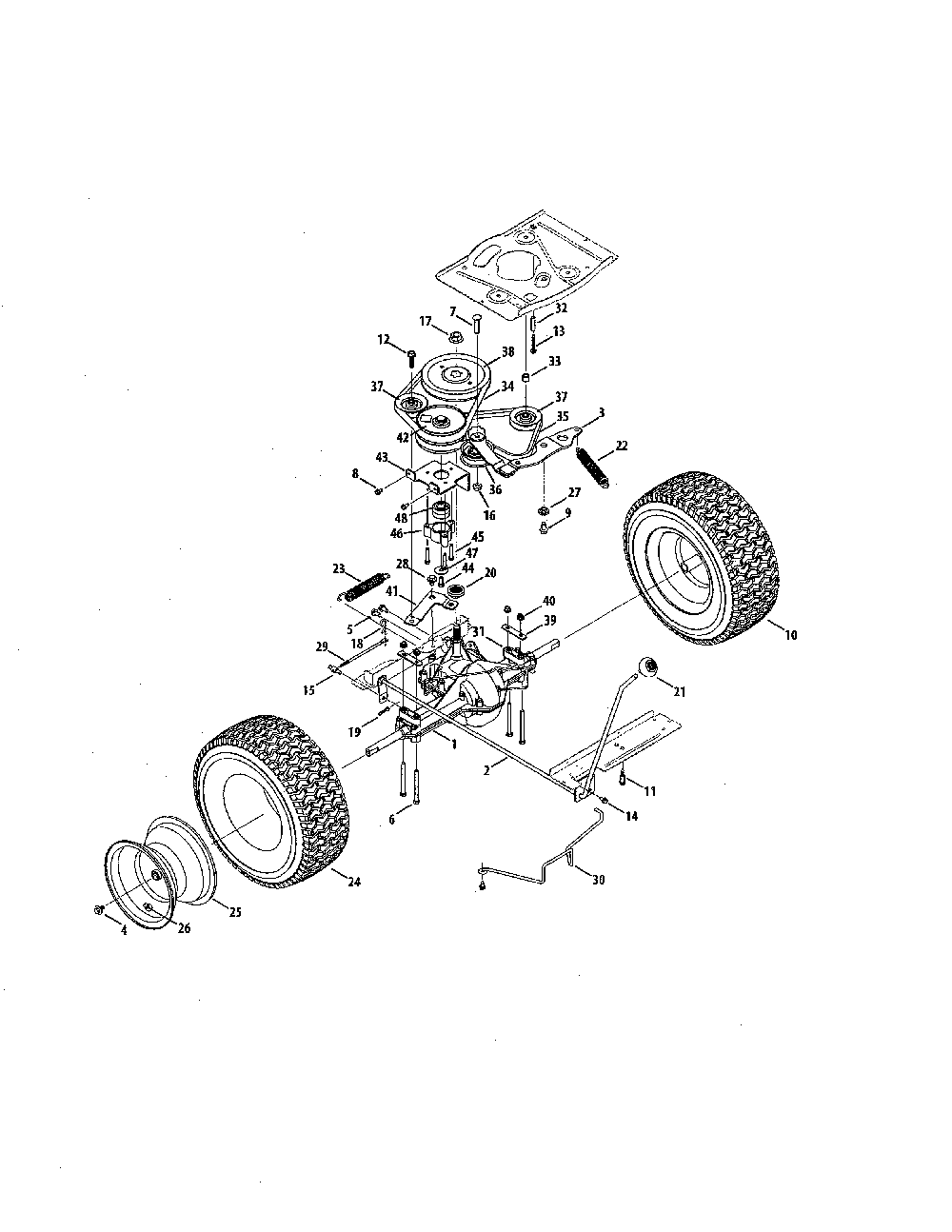 Transmission Diagram and Parts List for 13A726JD099  MTD Lawn Tractor