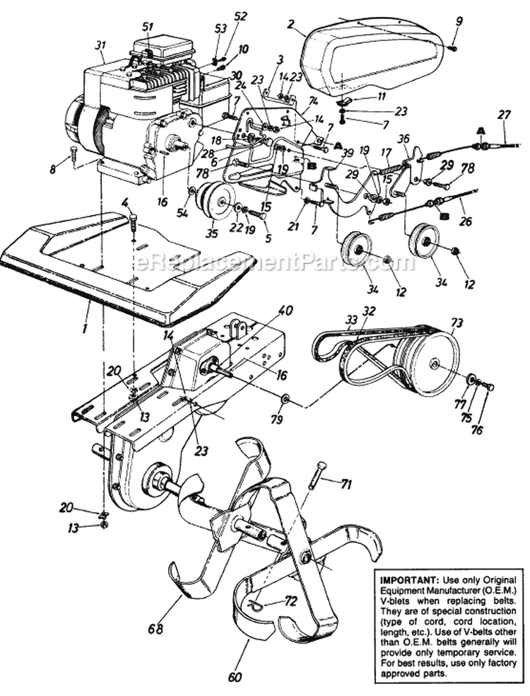 Page C Diagram and Parts List for 210-381-031/2835-958 1990 MTD Tiller