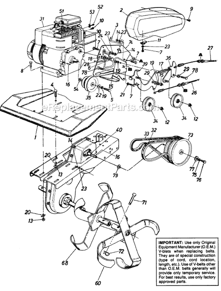Page C Diagram and Parts List for 210-381-169/60944 1990 MTD Tiller