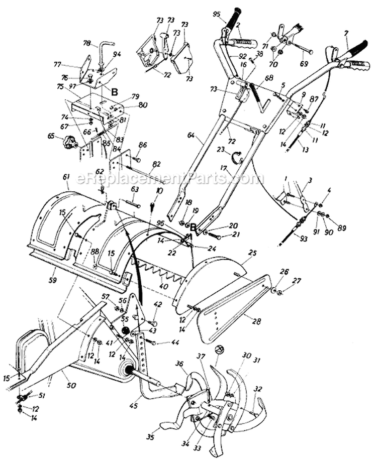 Page C Diagram and Parts List for 210-406-121 1990 MTD Tiller