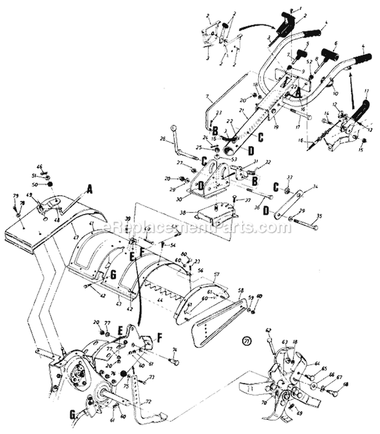Page A Diagram and Parts List for 210-430-027/785-220 1990 MTD Tiller
