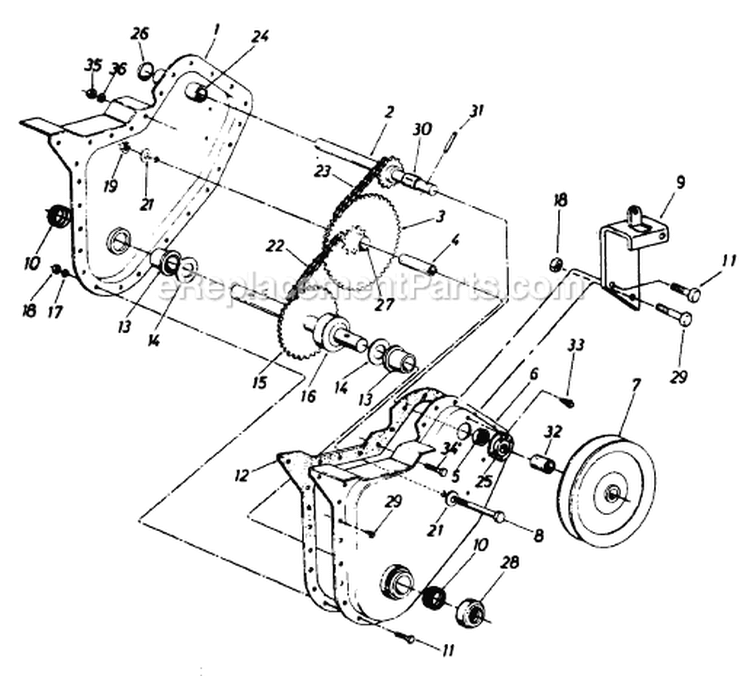 Page B Diagram and Parts List for 211-020-000 1991 MTD Tiller