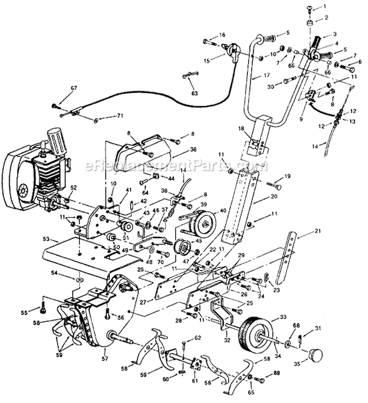 Page A Diagram and Parts List for 211-020-009 1991 MTD Tiller