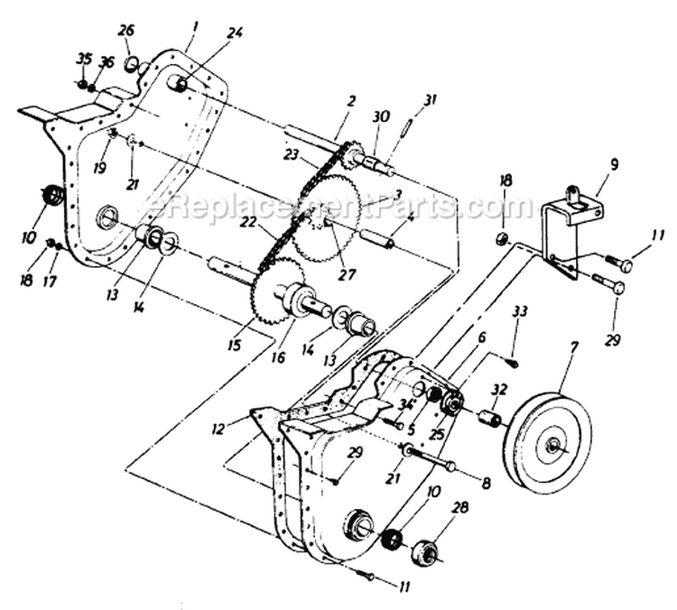 Page B Diagram and Parts List for 211-020-023 1991 MTD Tiller