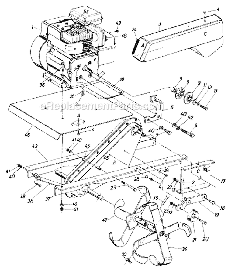 Page B Diagram and Parts List for 211-310-059 1991 MTD Tiller