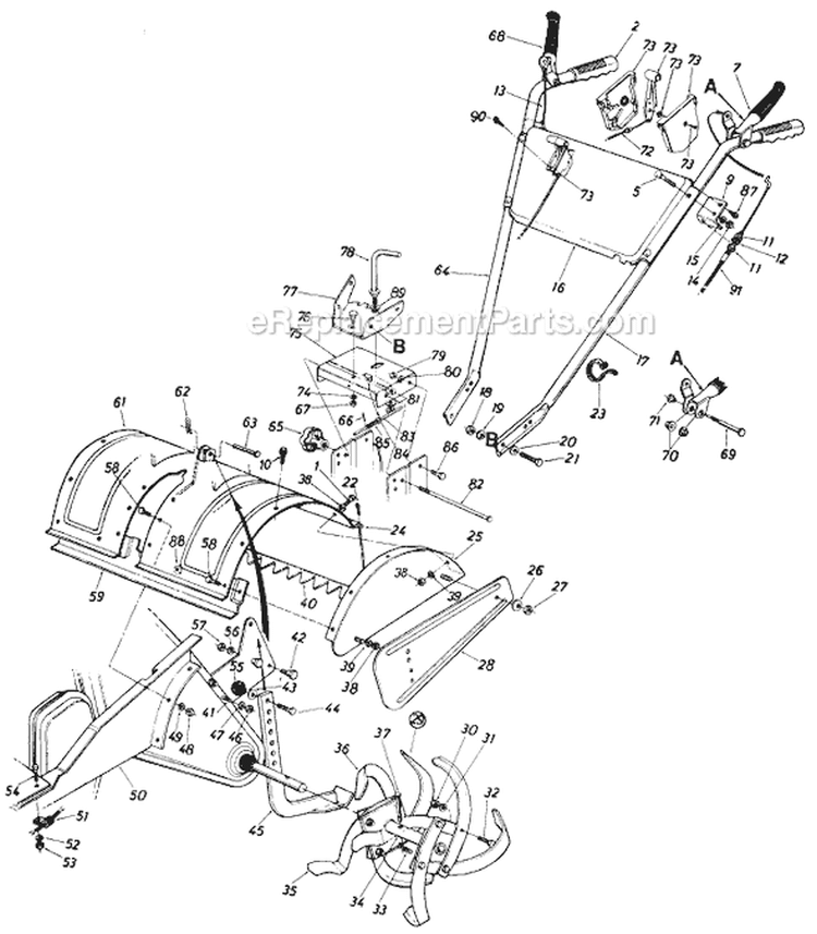 Page C Diagram and Parts List for 211-405-002 1991 MTD Tiller