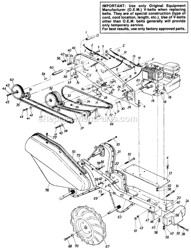 Page D Diagram and Parts List for 211-406-000 1991 MTD Tiller