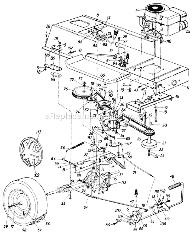 Page C Diagram and Parts List for 211-645-372/06-445183 1991 MTD Lawn Tractor