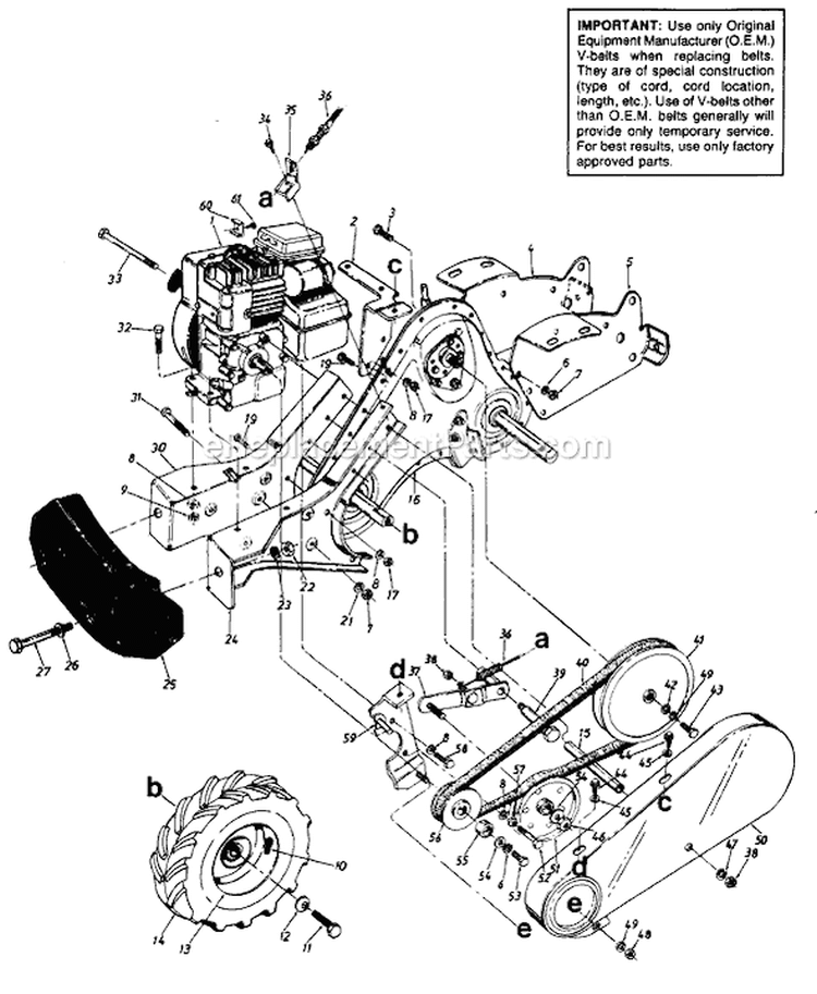 Page A Diagram and Parts List for 211430 1991 MTD Tiller