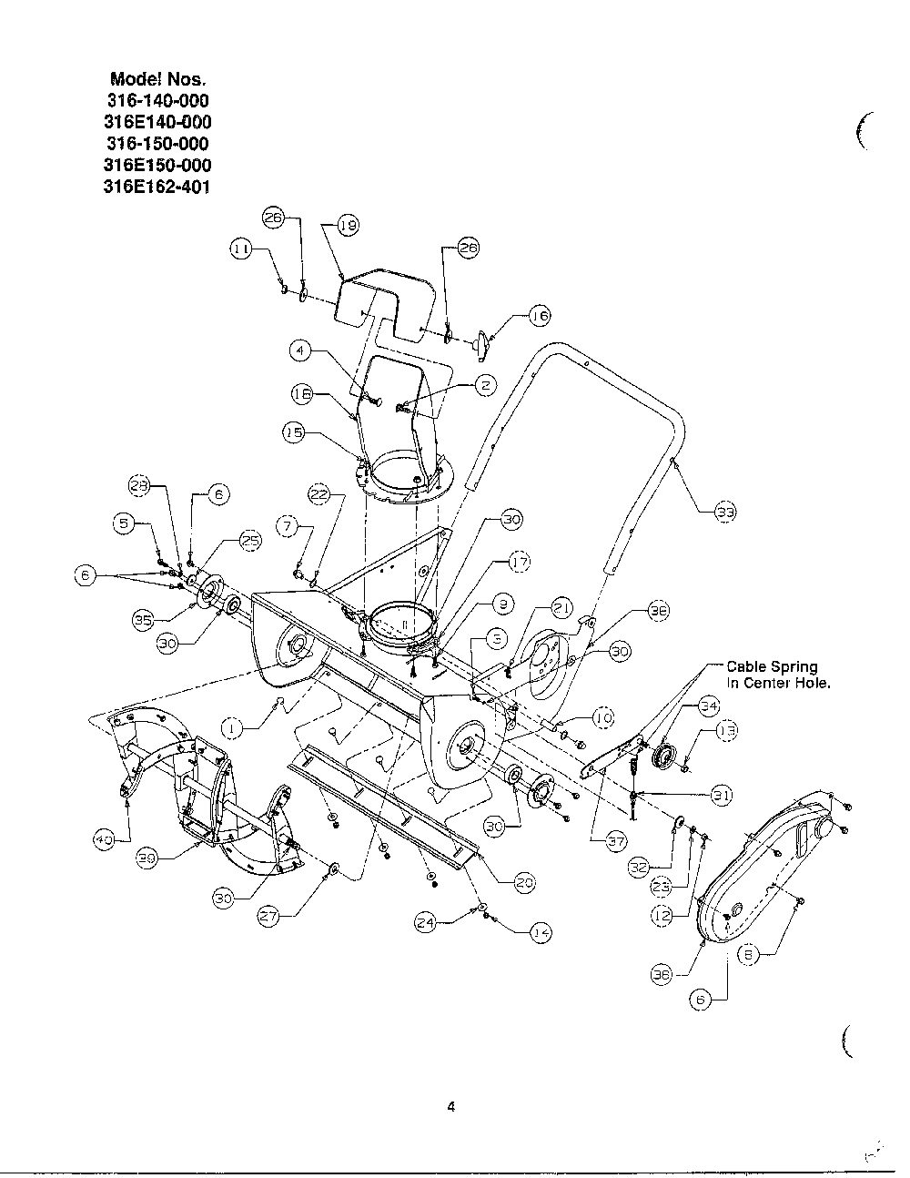 Snow thrower Diagram and Parts List for 316-140-000  MTD Snow Blower