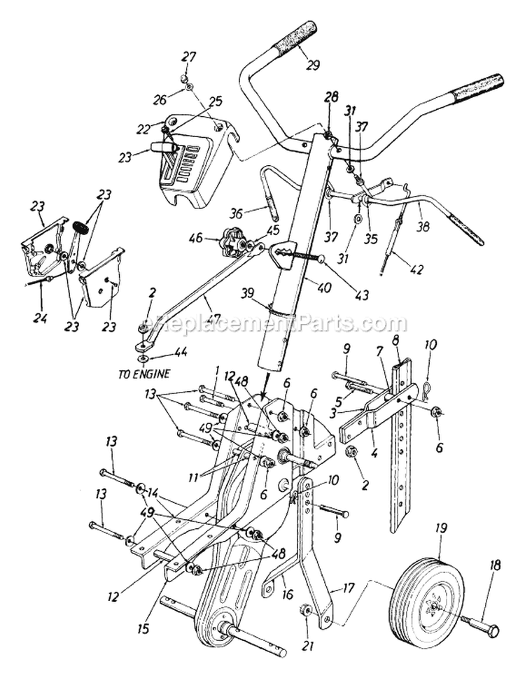 Page B Diagram and Parts List for 212-340-054 481-4026 -1992 MTD Tiller