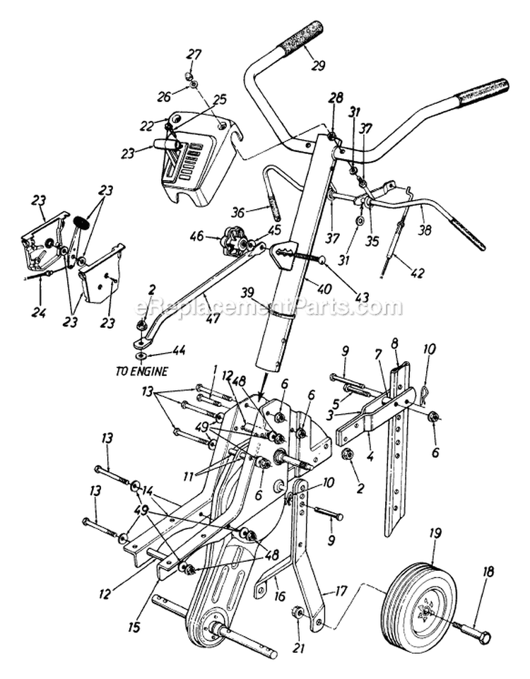 Page B Diagram and Parts List for 213-340-077 1993 MTD Tiller