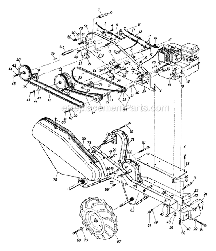 Page A Diagram and Parts List for 213-406-513 1993 MTD Tiller