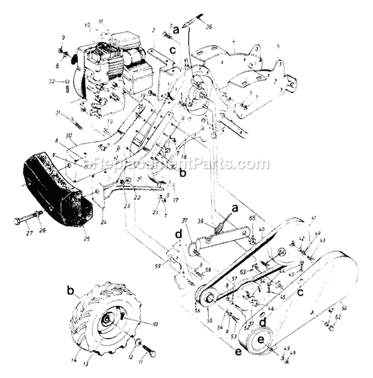 Page A Diagram and Parts List for 213-437-151 1993 MTD Tiller