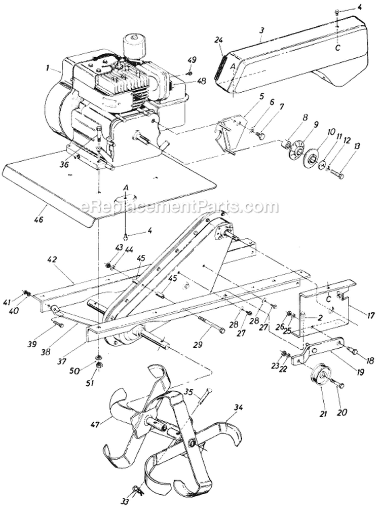 Page C Diagram and Parts List for 21310S 1985 MTD Tiller