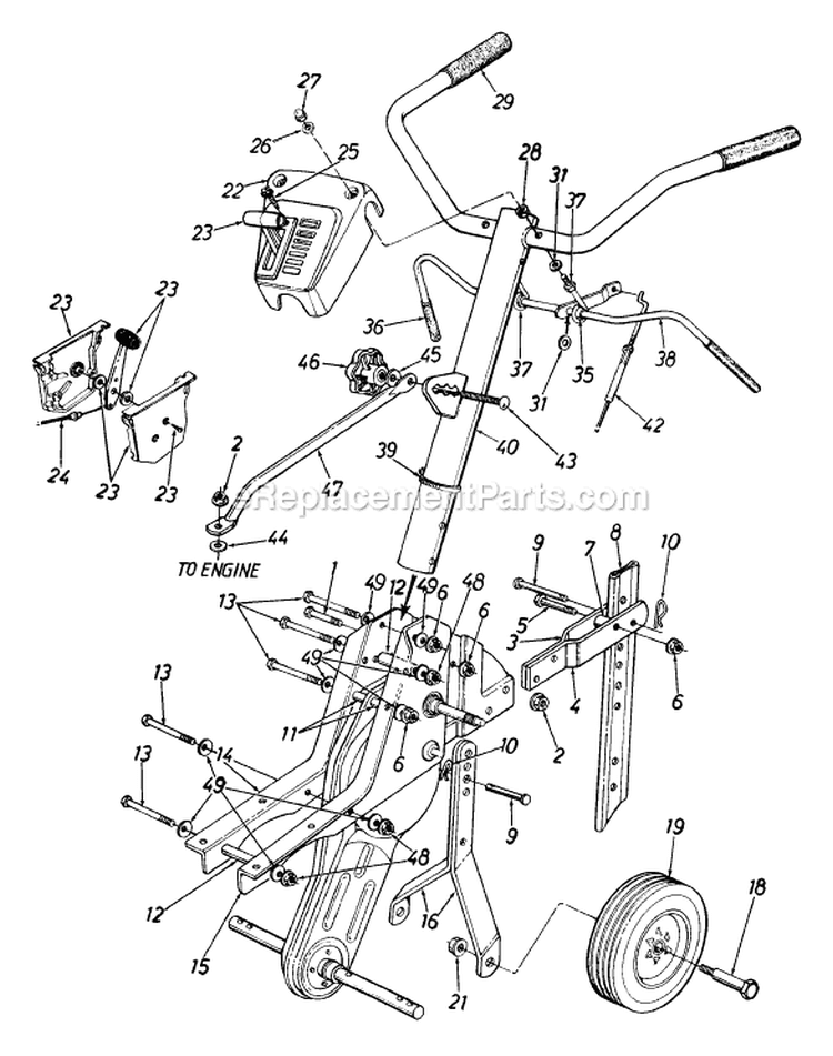 Page B Diagram and Parts List for 214-340-118 1994 MTD Tiller