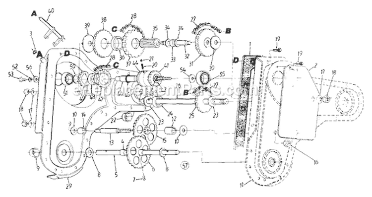 Page B Diagram and Parts List for 214-420-131 1994 MTD Tiller
