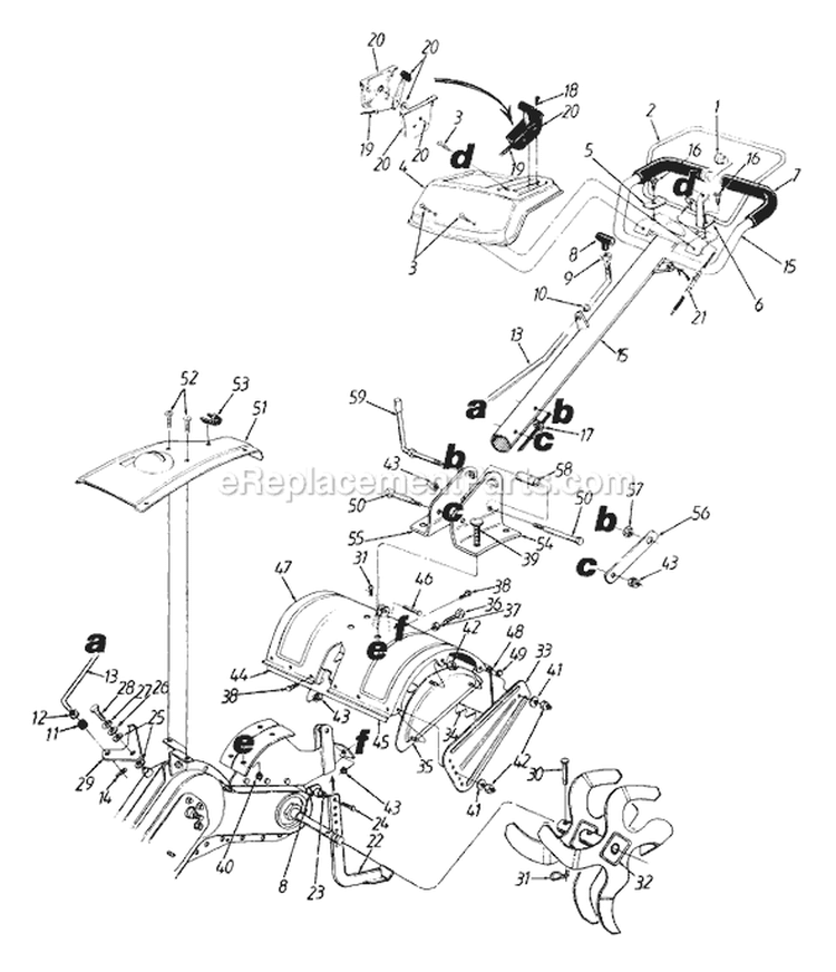 Page C Diagram and Parts List for 214-420-131 1994 MTD Tiller
