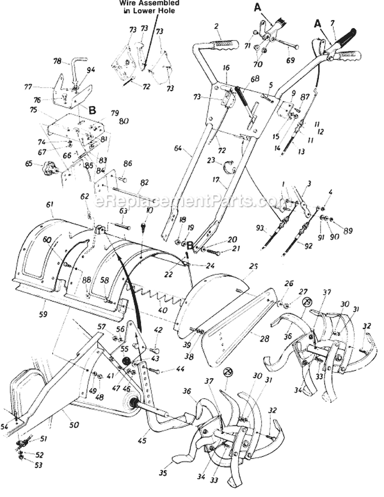 Page C Diagram and Parts List for 21406S 1985 MTD Tiller