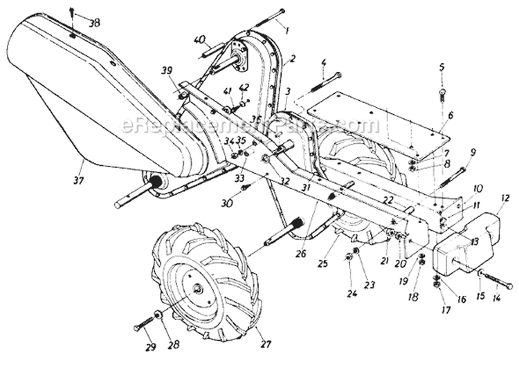 Page E Diagram and Parts List for 21406S 1985 MTD Tiller
