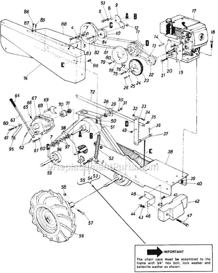 Page C Diagram and Parts List for 21418S 1985 MTD Tiller
