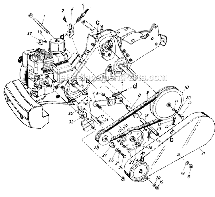 Page D Diagram and Parts List for 21430-7 1987 MTD Tiller