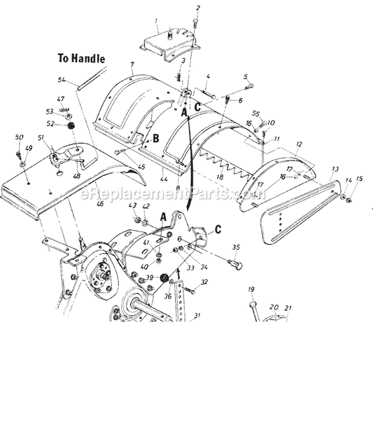 Page B Diagram and Parts List for 21430-8 1988 MTD Tiller